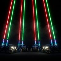 Luces LED todoterreno de 3 pies, 2 unidades, RGBW, color mágico, diodo 5050, 12 V CC, control remoto inalámbrico, para buggy, 40 W, luz láser de haz