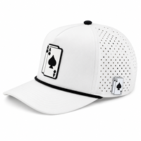 Casquettes de golf imperméables sportives vintage à 5 panneaux avec logo brodé, étiquette en cuir personnalisée et trous découpés au laser – Meilleures ventes