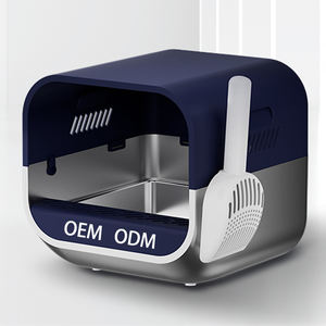 <span class=keywords><strong>Bac</strong></span> à litière pour <span class=keywords><strong>chat</strong></span> en acier inoxydable antirouille robuste avec plateau de contrôle des odeurs anti-éclaboussures et <span class=keywords><strong>tamis</strong></span> facile à nettoyer 20L Toilette pour animaux de compagnie - Product Image 1