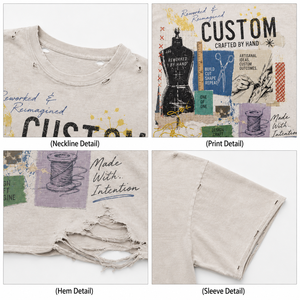 Camiseta Urbana Personalizada de Algodón Pesado de 300GSM con Lavado Desgastado, Estilo Oversize, Corte Recto y Gráfico de Pedrería para Hombre - Product Image 3