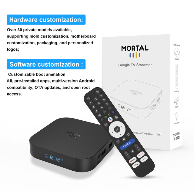 Source Factory Supports Customization Mortal X5S TV Box Android 14 Smart Streaming WiFi6 Voice Remote TV Box