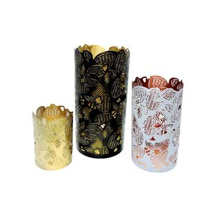 ชุดเชิงเทียนเฮอร์ริเคน2ชิ้นทำจากโลหะเหล็กทันสมัยสำหรับตกแต่งบ้าน - Product Image 3