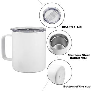 Individuelles Logo 12oz Edelstahl Weiße Sublimations-Weihnachts-Kaffeetassen mit Henkel, Strohhalm-Set und Plastikdeckel für Reisen - Product Image 4