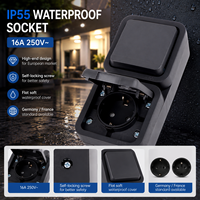 Prise et interrupteur combinés professionnels étanches IP55, norme allemande Schuko, montage vertical en surface pour jardin et garage