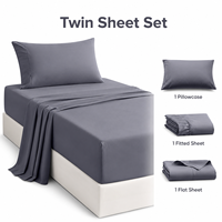 Parure de draps de luxe Cedar Space en polyester 3 pièces pour lit double, ultra douce, rafraîchissante et respirante, 60 fils, toutes saisons, profondeur 16 pouces