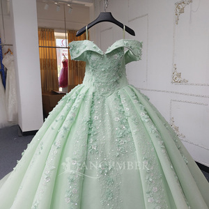 Jancember ANY112 Hada Verde 3D flor Quinceañera vestido de fiesta vestidos de mujer - Product Image 3