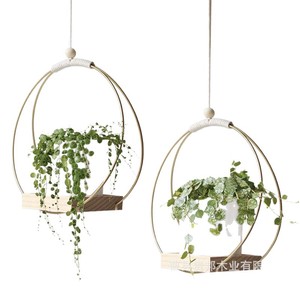 Panier suspendu pour fleurs, rond en bois, moderne et simple, décoration intérieure et extérieure pour chambre, cuisine, pot de plantes succulentes - Product Image 5