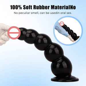 Dildo nero a punta oversize con ventosa, giocattolo sessuale anale per ingresso posteriore, grande a forma di fiore, con imbottitura spessa, morbido per rapporti anali - Product Image 4