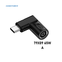 Adaptateur de chargeur PD USB C à angle droit 65W DC 7406 vers USB C, convertisseur 7,4*5,0 mm, chargeur d'ordinateur portable, adaptateur DC femelle vers type C mâle