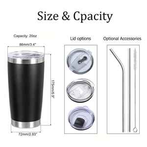 Produits les plus vendus 2026 – Gobelet isotherme personnalisé de 20 oz avec paille en acier inoxydable – Tasse thermique en verre de 20 oz - Product Image 3