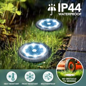 <b>Solar</b> Garden In <b>Ground</b> <b>Light</b> 8LED Stainless Steel Warm White <b>Light</b> For Courtyard Lawn Pathway - Product Image 4