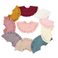 Bavoirs pour bébés en mousseline 100 % coton, doux, absorbants, couleur unie, à volants, pour nouveau-nés et nourrissons - Vente en gros