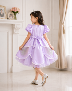 ชุดเดรสเด็กผู้หญิงแขนพองหรูหราประดับอัญมณีสำหรับงานวันเกิด - Product Image 3