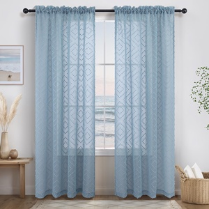 Rideaux de fenêtre isolants ignifuges géométriques modernes en voile à pompons pour <span class=keywords><strong>chambre</strong></span> d'enfants et salon, toutes saisons - Product Image 1