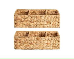 Panier de rangement durable en jacinthe d'eau avec 3 niveaux pour articles de cuisine décoration de la maison - Product Image 1