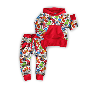 Ensemble de vêtements de jour pour enfants personnalisé, sweat à <span class=keywords><strong>capuche</strong></span> à manches longues et pantalon de jogging, imprimé western, tissu en bambou, pyjama pour garçons - Product Image 4