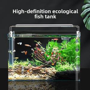 Aquarium de bureau en verre incurvé HD JSD, réservoir écologique pour poissons, tortues et plantes aquatiques, idéal pour le bureau, la salle d'étude ou la chambre. - Product Image 2