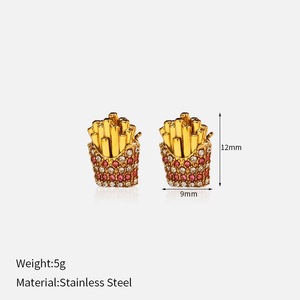 Boucles d'oreilles créoles classiques en acier inoxydable plaqué or pour femmes, design ours en zircon, pour anniversaire - Romantique, tendance, luxe haut de gamme - Product Image 4