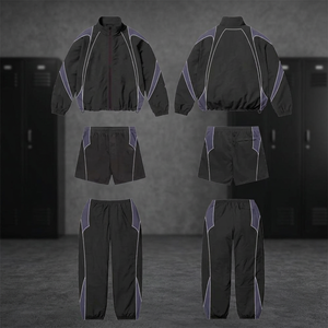 Men Sporty Color Blocking Tracksuit Set Stand Collar Zipper Jacket <b>Shorts</b> <b>Pants</b> 3 Piece Outfit Cotton fleece pullover tracksuits - Product Image 5