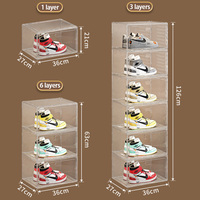 Boîte de rangement en plastique transparent avec ouverture latérale magnétique, en PET épaissi, empilable individuellement, pour chaussures, sacs et objets de collection