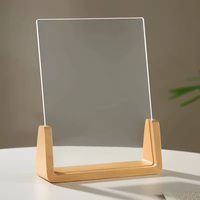 Trophées, médailles et plaques en verre transparent simple, plaque de récompense en cristal avec base en bois