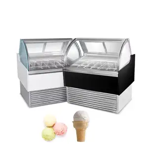 Kabinet pajangan komersial lemari es krim tampilan gelato kulkas lemari es