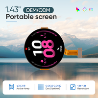 Écran rond AMOLED IPS personnalisé de 1,43 pouce, module d'affichage TFT 466*466 avec interface MIPI I2C pour montre connectée, sans rétroéclairage