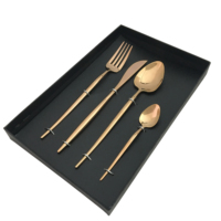 18/10 ensemble de couverts en or de luxe ensemble de couverts en acier inoxydable, ensembles de cuillères à baguettes coréennes