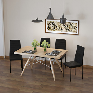 HOMCOM Lot de 4 chaises rembourrées pour salon ou salle à manger, chaises de cuisine modernes, en métal et tissu noir - Product Image 2