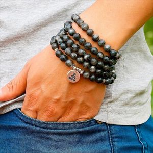 Bracelet en pierre naturelle, 108 perles, bijoux Mala noirs pour hommes et femmes, à porter au quotidien - Product Image 2