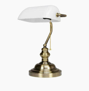 Bankacılar Masa Lambası Metal Beyaz Cam Gölge Basit Modern Vintage Retro USB Çekme Zinciri Anahtarı Ev Ofis Masa Lambası - Product Image 3