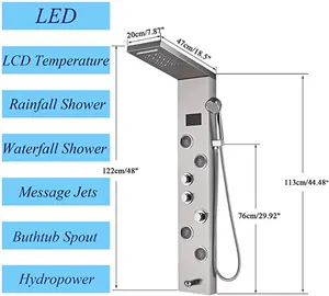 Painel multifuncional do chuveiro do controle da tela de led baixa do modelo com modelo do fluxo de massagem