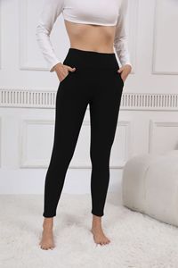 Leggings Térmicos para Mujer, Cintura Alta, Ajustados, Forro Polar Elástico, Bolsillos Laterales, para Uso Diario en Invierno, Yoga y Actividades al Aire Libre - Product Image 6