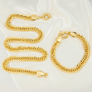 Toptan küba zincir takı seti bayanlar takılar uzun zincir 18k altın Dubai takı seti s - Product Image 6