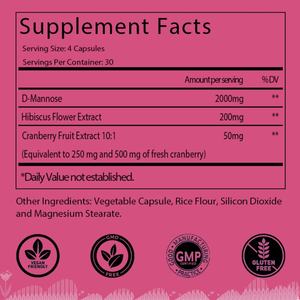 OEM/ODM ดีแมนโนสขายดี ผสมแครนเบอร์รี่และฮิบิสคัส บำรุงสุขภาพทางเดินปัสสาวะ กระเพาะปัสสาวะ ตับ และจุลินทรีย์ในลำไส้ - Product Image 2