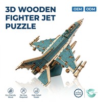 Puzzle 3D en bois militaire personnalisé : Avion de chasse supersonique – Casse-tête pour la décoration de chambre de garçons
