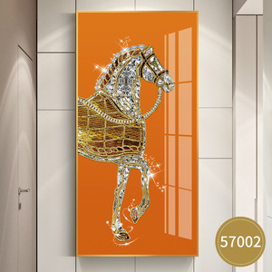 Hiện đại sang trọng Twinkle ngựa vải tường nghệ thuật động vật in pha lê sứ sơn với kim cương cho hành lang Bộ sưu tập trang trí nội thất - Product Image 1