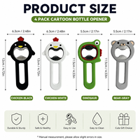 Ouvre-bouteille manuel multifonction en silicone et acier inoxydable, motif animal de dessin animé mignon, outil portable pour cuisine, bar et fête