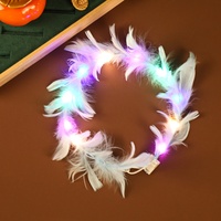 Serre-tête LED lumineux à plumes de poulet, thème forêt, accessoire capillaire pour enfants, idéal pour la nuit et les spectacles, pour le marché transfrontalier