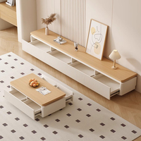 Meubles de salon modernes et luxueux en bois, ensemble meuble TV et table basse, unité murale TV