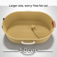 Lit pour chat en coton tissé, motif de chat de dessin animé, pour toutes les saisons - Lit confortable pour chats et chatons