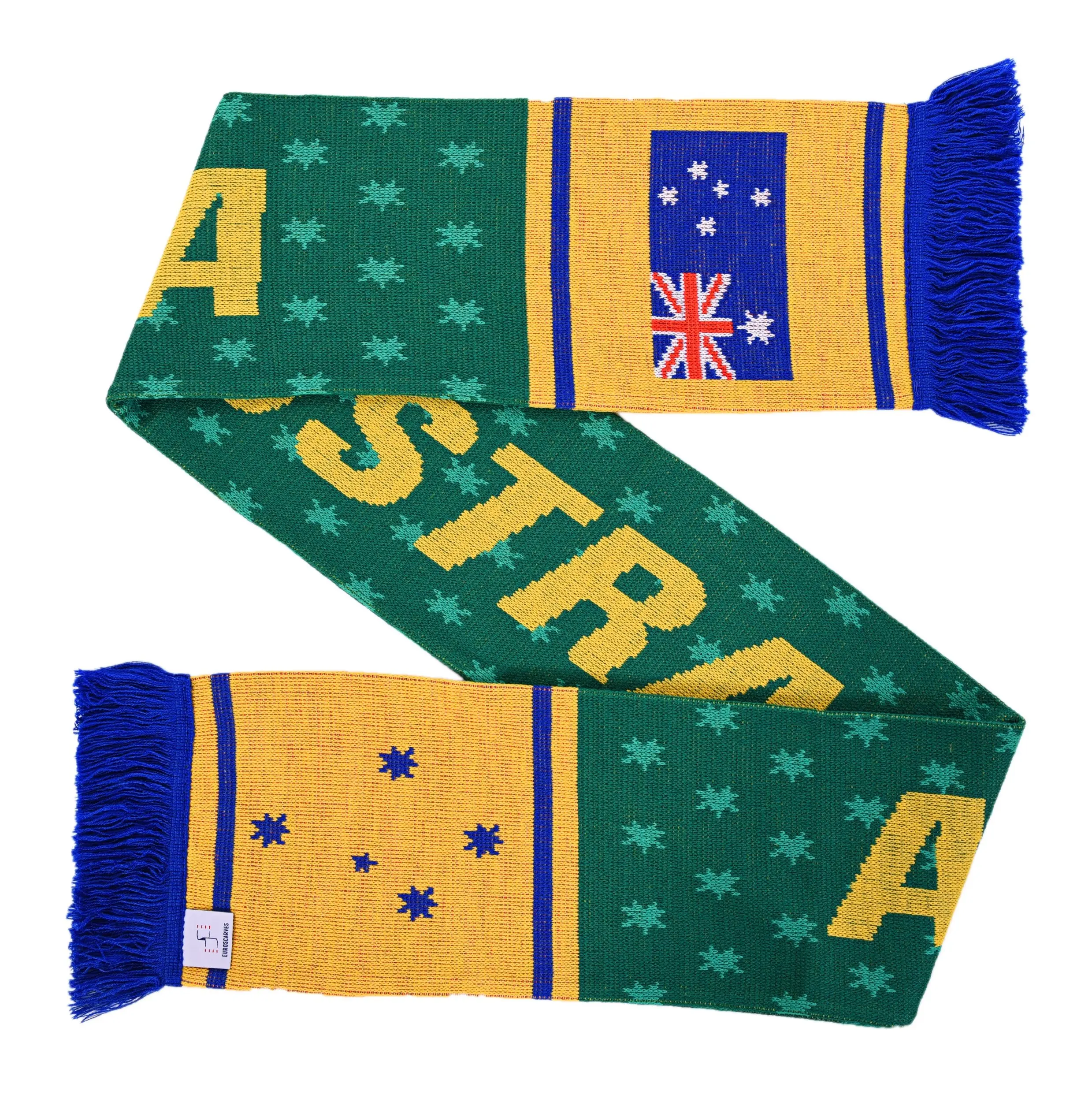 Classic Design Simplicity Football Club Team Double Side Australia Soccer Knit Scarf Winter Scarfs For Soccer Fans