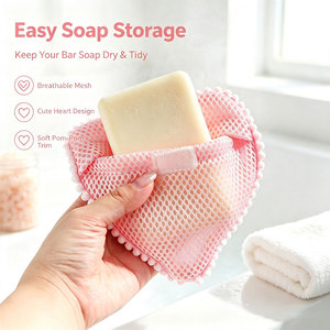 Sac à savon 3D en nylon maillé épaissi, forme nuage et cœur, avec fermeture sécurisée pour le bain – Vente chaude - Product Image 4