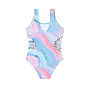Fornitore della porcellana abbigliamento da nuoto con stampa arcobaleno colorato alla moda per bambini estivi da spiaggia