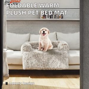 Luxury Square <strong>Dog</strong> Mat Foldable Faux Fur Cushion Cover Winter Warm Plush Cat Nest <strong>Kennel</strong> Blanket Washable Sofa Bed Mat for Pets - Product Image 4