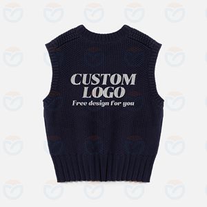 2025 <span class=keywords><strong>2026</strong></span> कस्टम ओएम/ओडम बुनाई Jacquard लोगो प्रिंटिंग कढ़ाई कपास पल्लोवर पुरुषों के लिए कस्टम क्रू गर्दन बनियान - Product Image 2