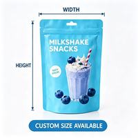 Sachets refermables imprimés Blueberry Milkshake, sacs d'emballage alimentaire de qualité alimentaire avec trou de suspension