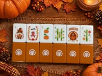 Mahjong américain Thanksgiving Turkey Pumpkin, 160 tuiles en acrylique, cadeau pour la fête d'automne, personnalisable OEM ODM, faible MOQ, vente en gros