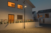 Lampadaire solaire LED tout-en-un avec système d'alimentation hybride AC et solaire, éclairage LED solaire extérieur étanche IP65