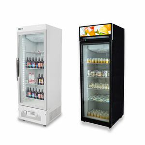 Réfrigérateur commercial vertical à porte vitrée simple, idéal pour la présentation de boissons gazeuses et de sodas - Product Image 1
